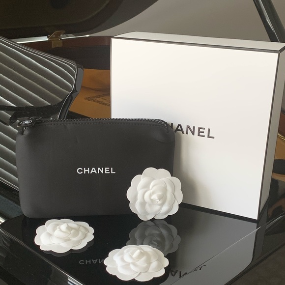 CHANEL Handbags - Authentic CHANEL Black Neoprene Cosmetic Bag
